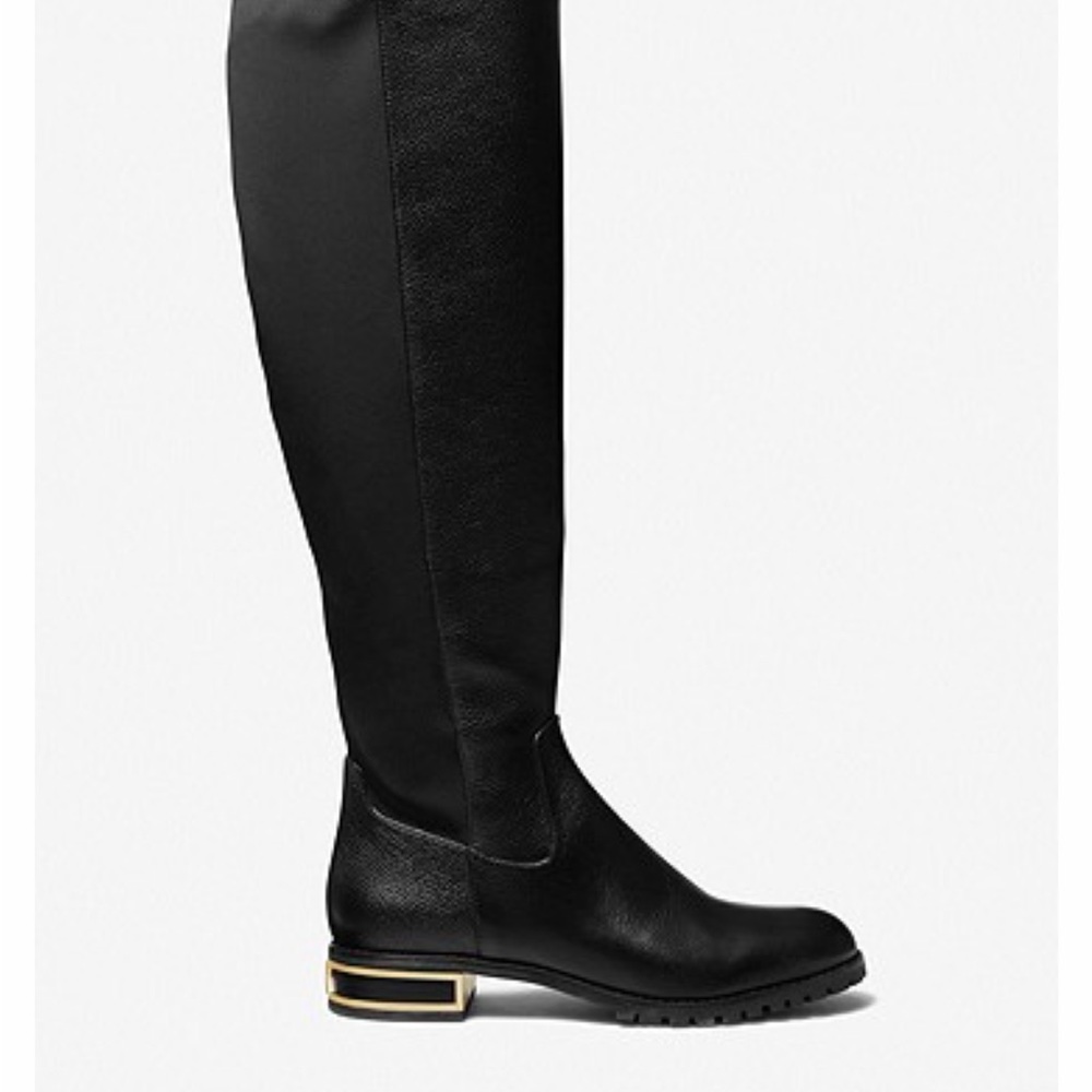 NEW Michael Kors Alicia Black Leather Over the Knee Boot - Women’s 6 - Picture 3 of 12